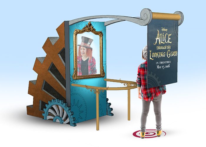 Wide shot of the Alice Wonder Mirror booth setup