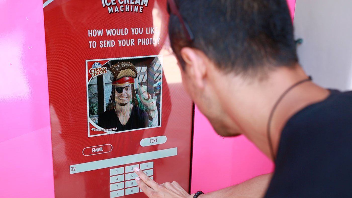Choco Taco pirate character with the how would you like to send your photo prompt