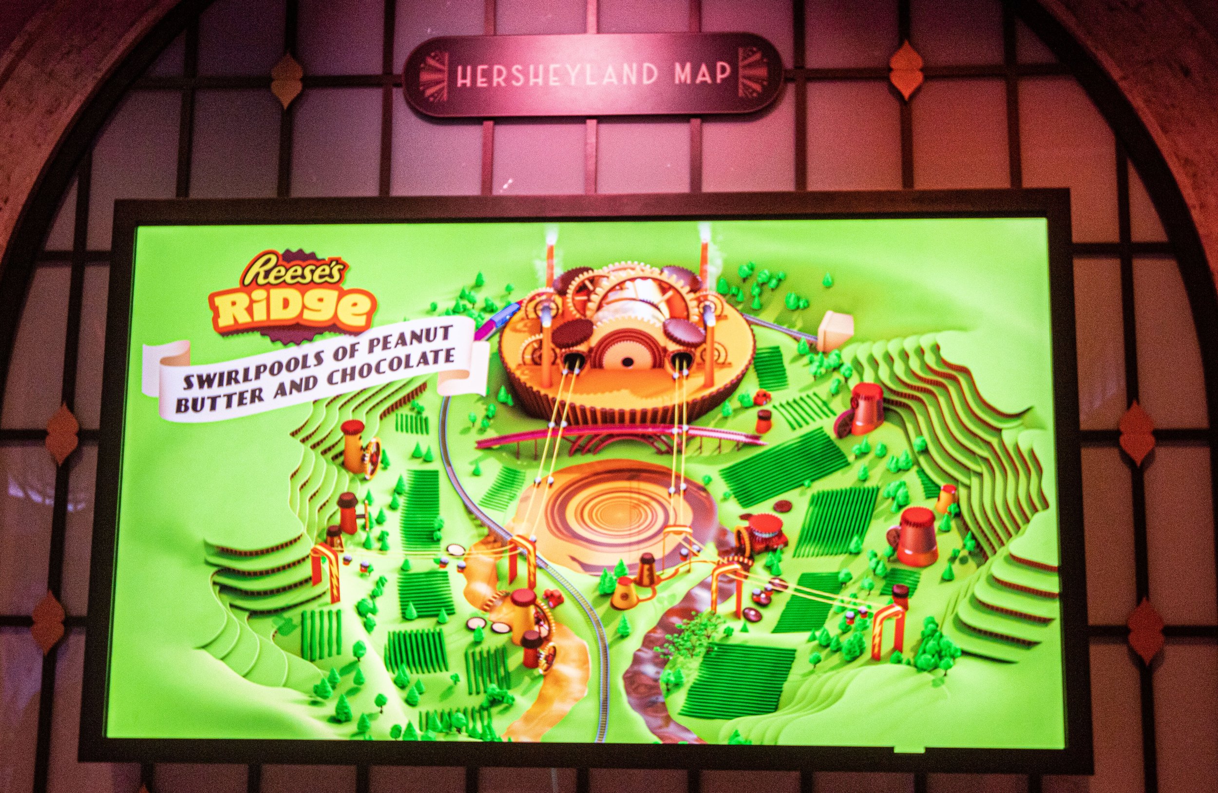Hersheyland Map screen showing the Reese's Ridge region