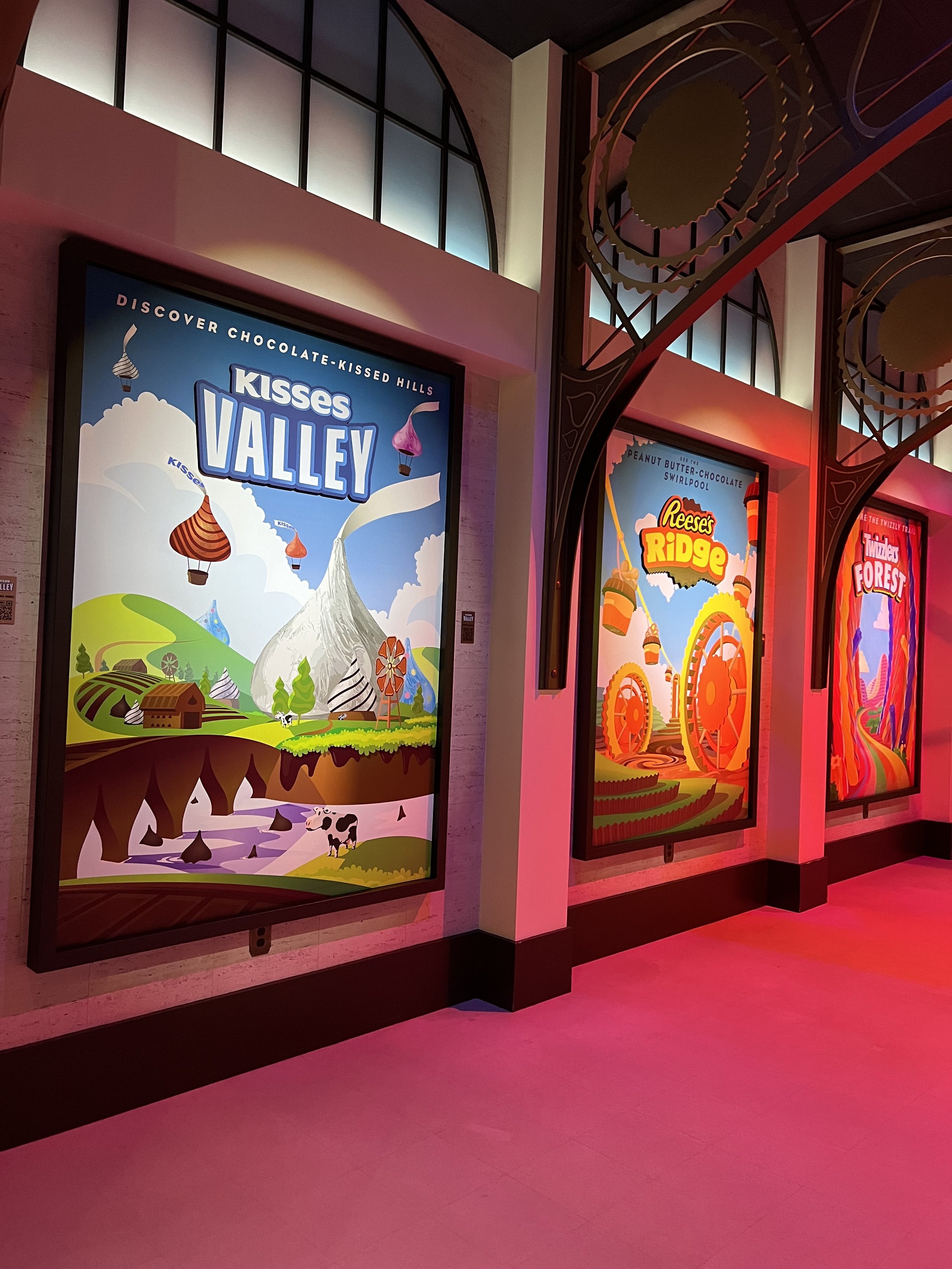 Poster wall for Kisses Valley, Reese's Ridge, and Twizzlers Forest