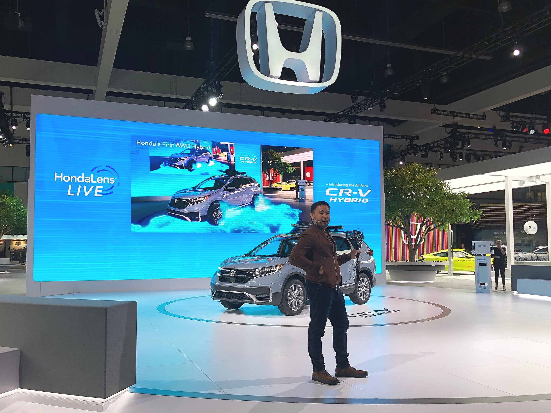 Wide shot of the HondaLens Live stage and LED wall backdrop