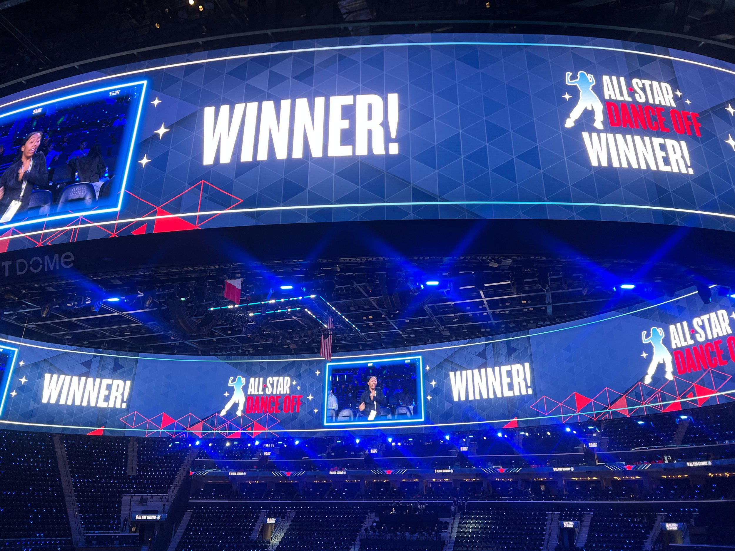 Fans engaging with a Kiss Cam moment on the Halo screen