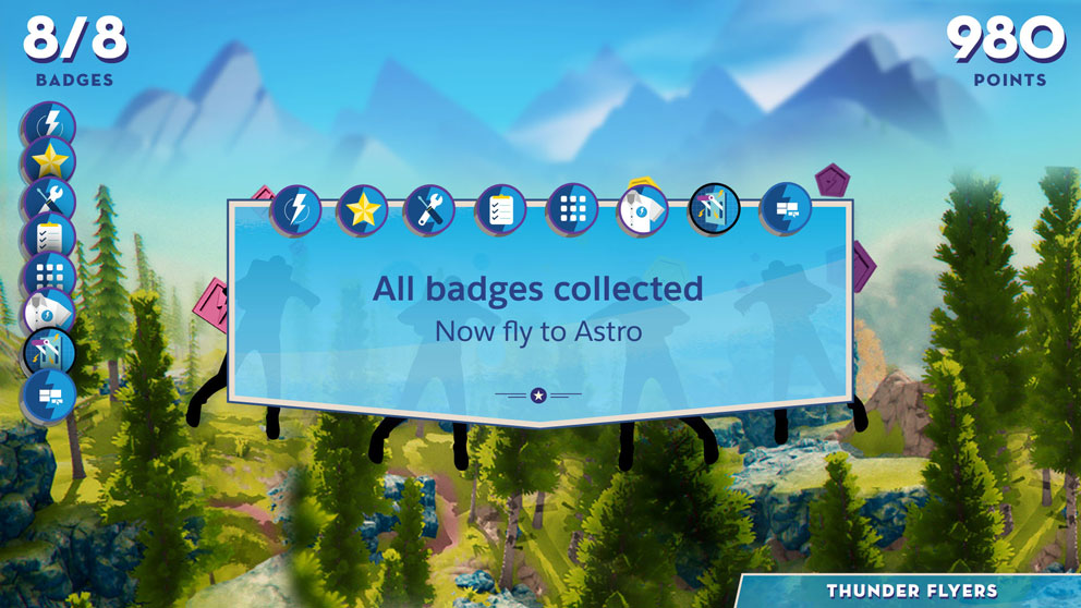 All badges collected screen showing 8 of 8 badges and 980 points