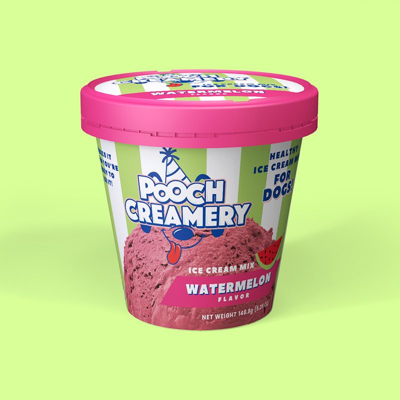 Pooch Creamery watermelon flavor label design