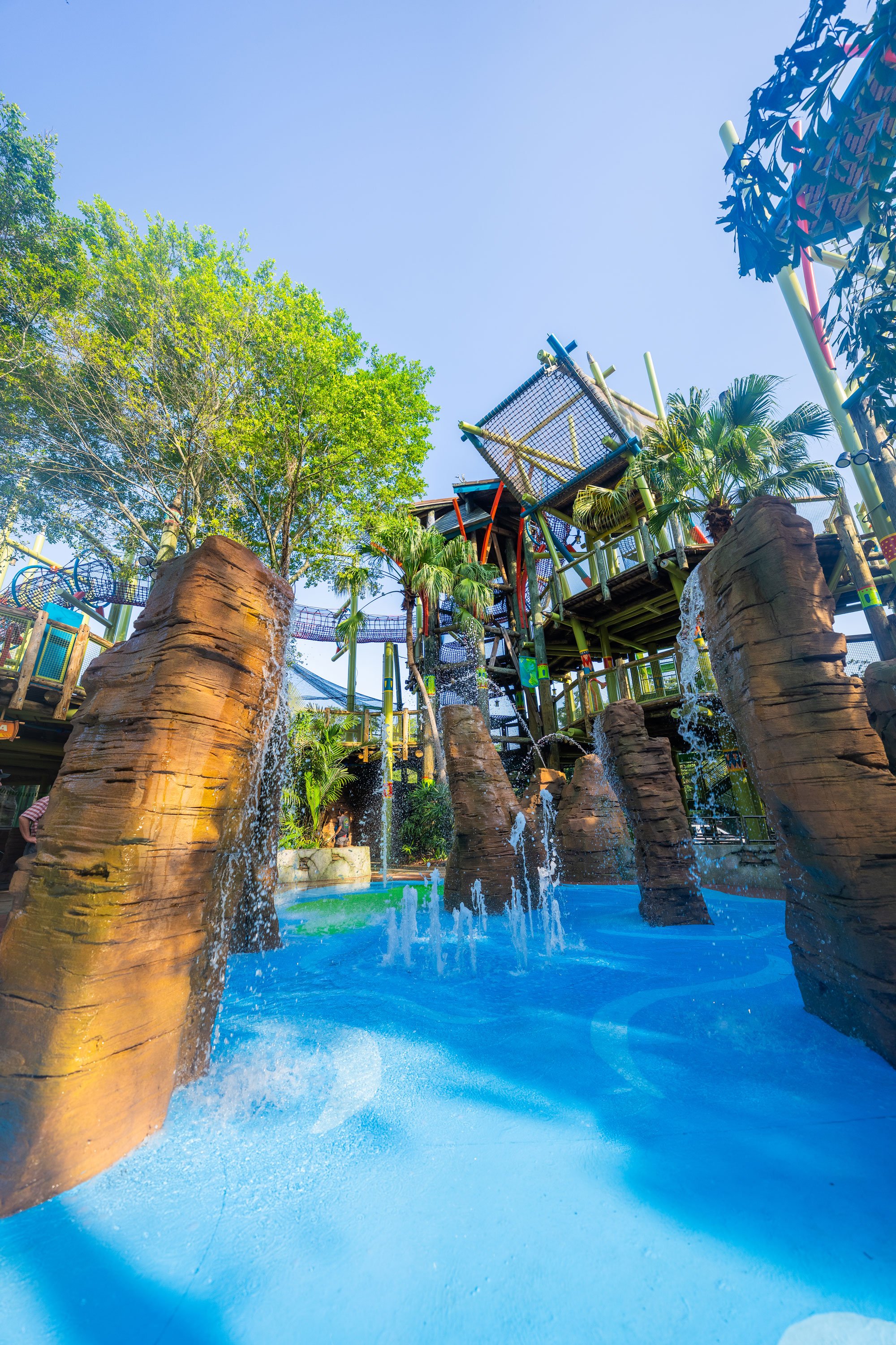 Families at the Wild Oasis splash pad